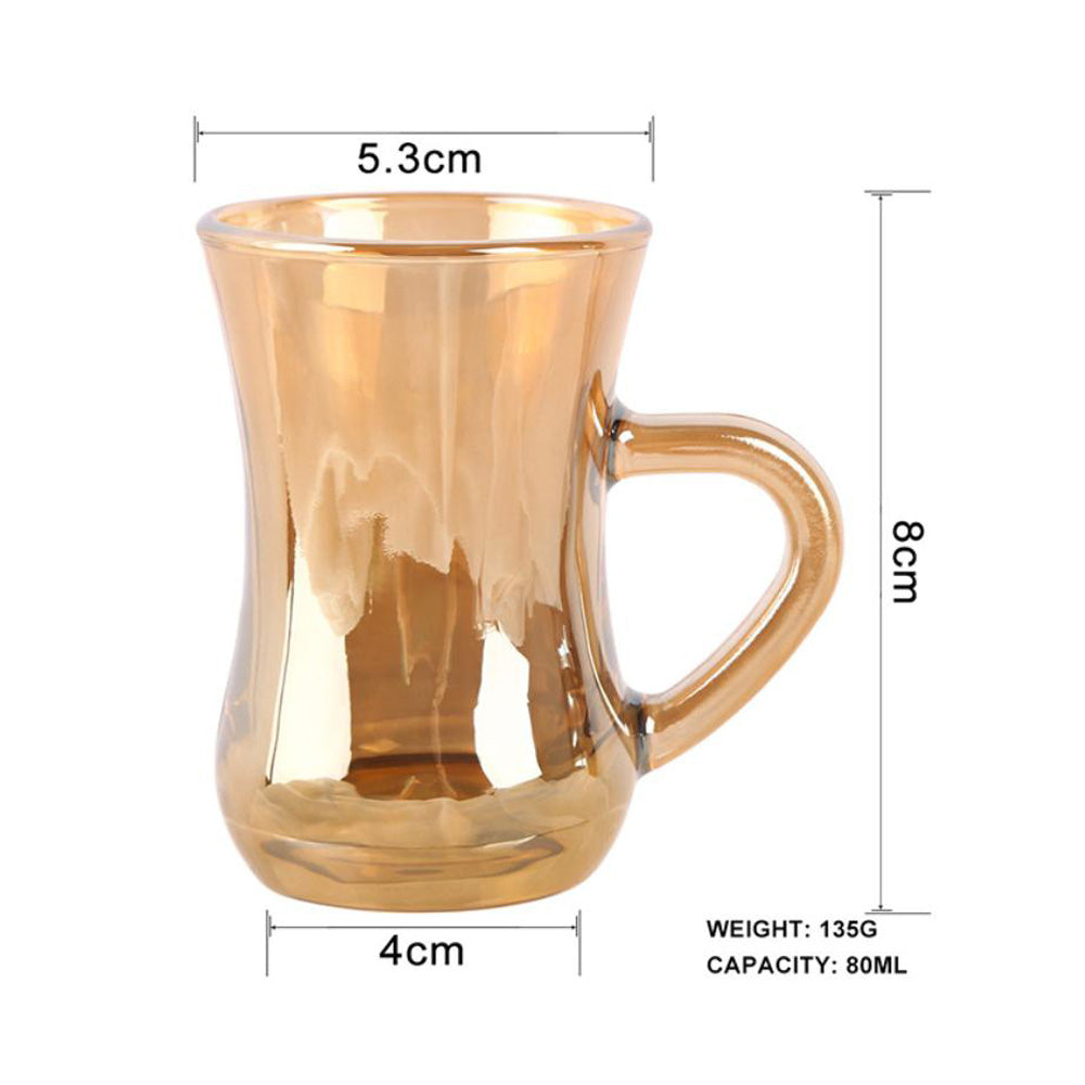 6 PCS Gold Turkish Tea Glasses Set