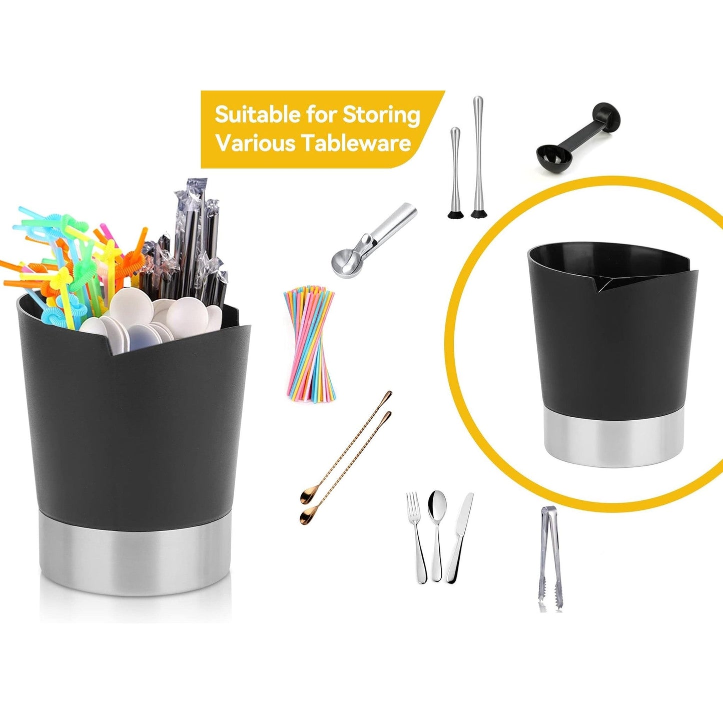 Round Straw Holder for Countertop 14 x 16.5 cm