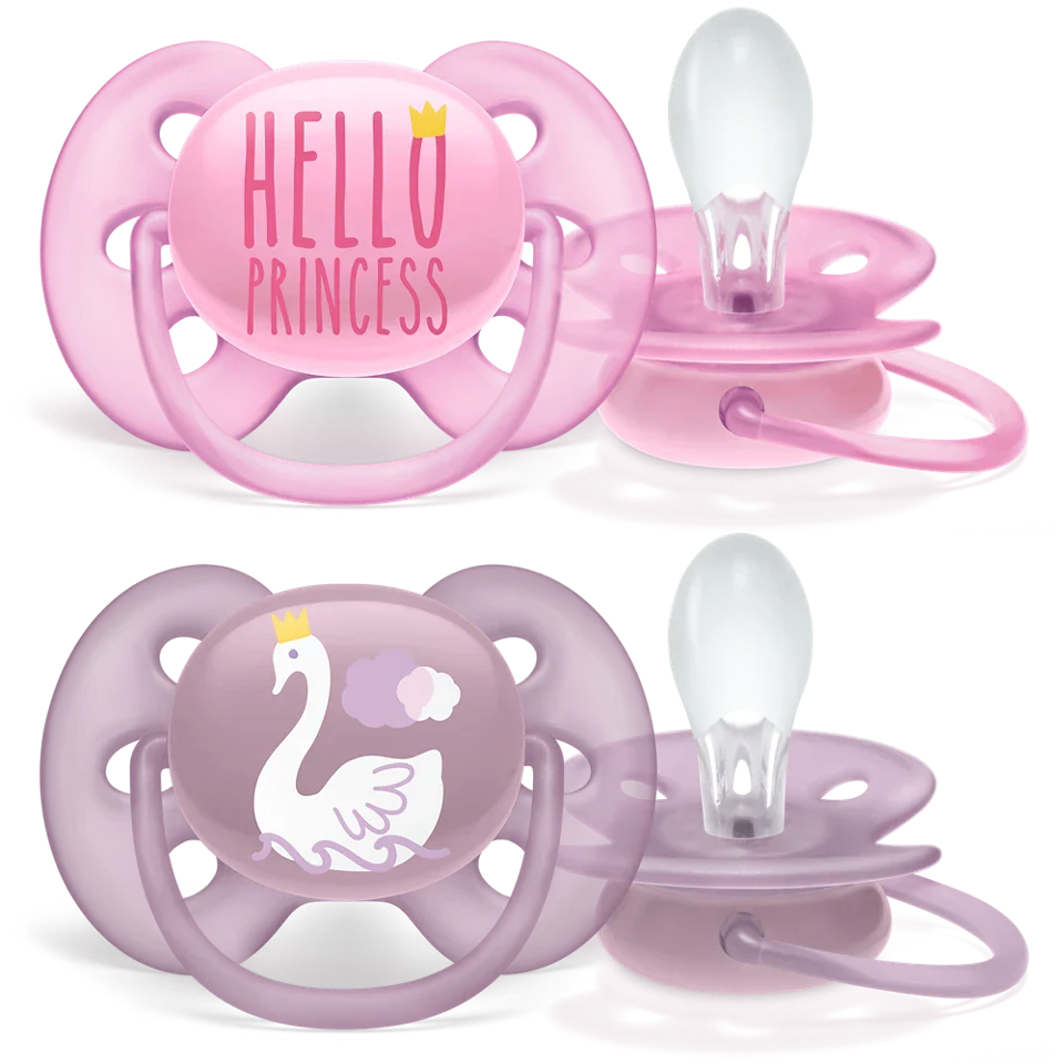 Avent - 2 Deco Ultra Soft Soothers - 6-18m - Girl
