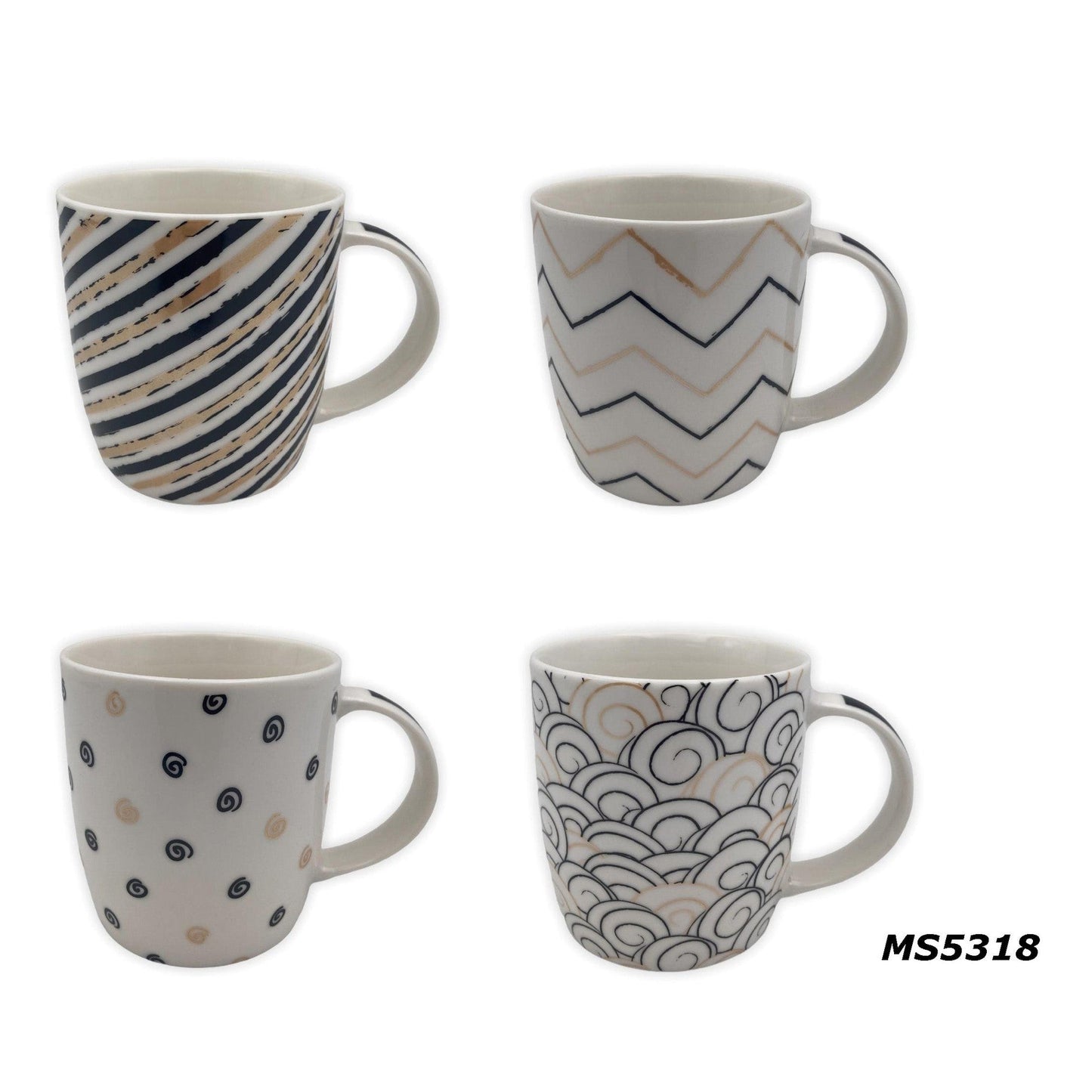 Porcelain Mug black & beige designs