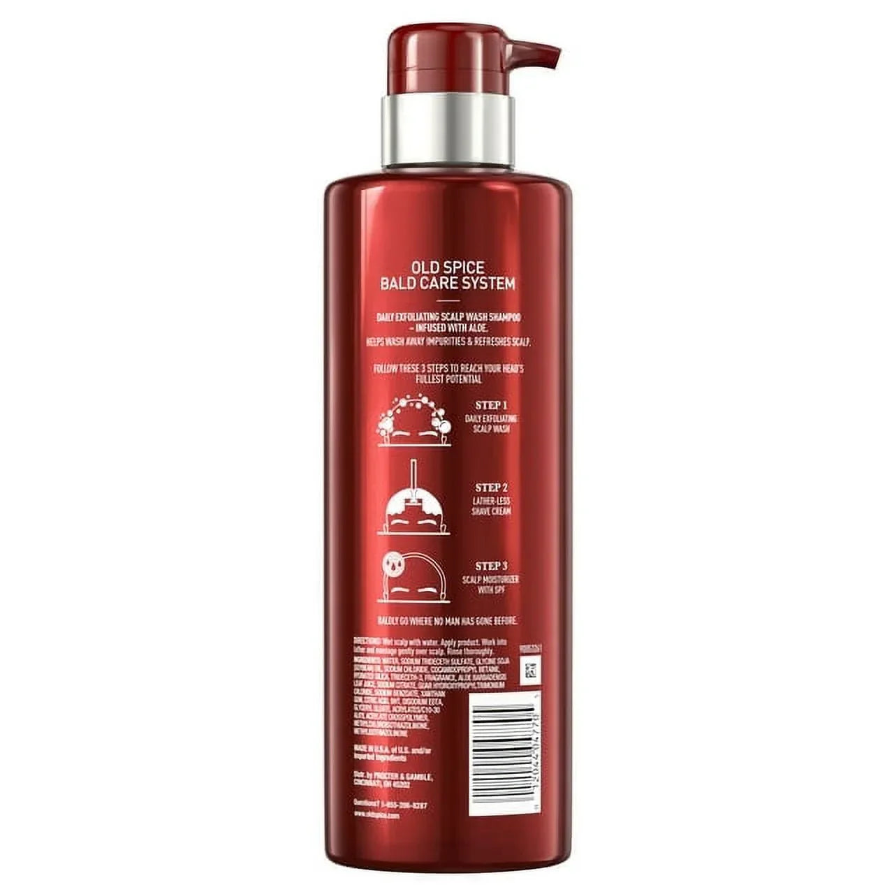 Old Spice Bald Care System Daily Exfoliating Scalp Wash Shampoo with Aloe, 17.9 fl oz