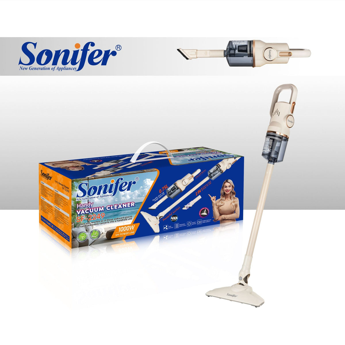 Sonifer SF-2249 1000W Corded Home Use Handy Vacuum Cleaner Handheld Stick Car Portable Vacuum Cleaner