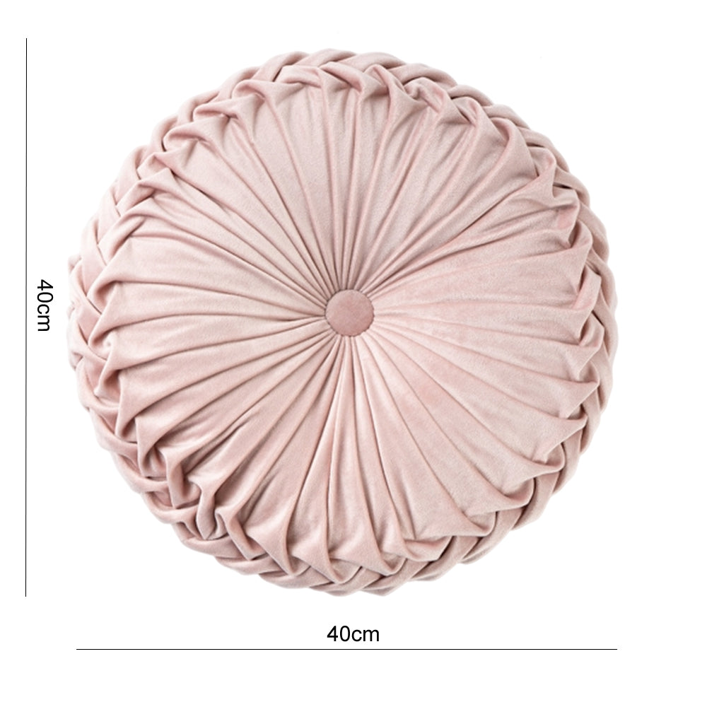 Danny Home 40-cm Round Sofa Cushion Pink Color Velvet Home Decor