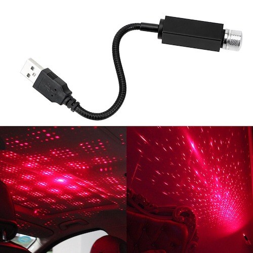 Car Roof Star Light Interior Mini LED Starry Laser Atmosphere Ambient Projector Lights USB Red Auto Decoration Night Galaxy Lamp