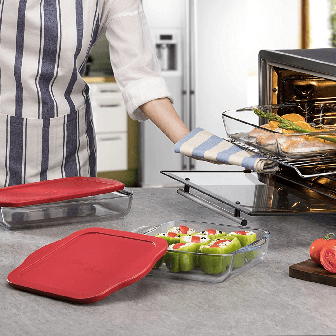 Casserole Dish with Lid 32 x 28 cm 3.2L Square Glass Baking Dish