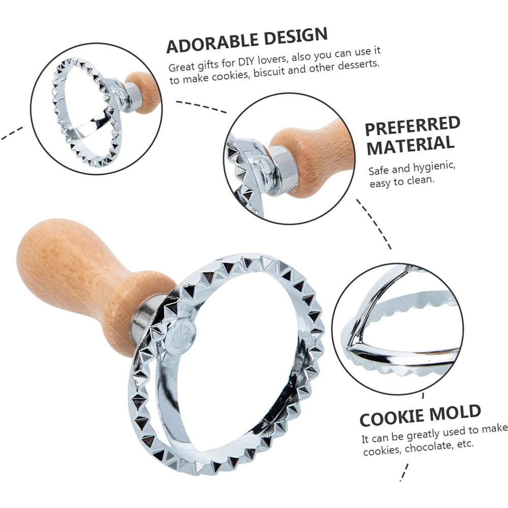 Stainless Steel Cookie & Biscuit Mold with Wooden Handle ( Round )