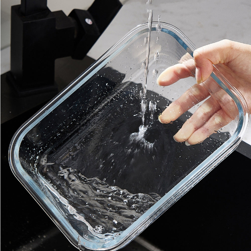 630ml Borosilicate Rectangle Glass Food Storage Container With Microwave, Freezer &amp; Dishwasher Safe NFH-77309