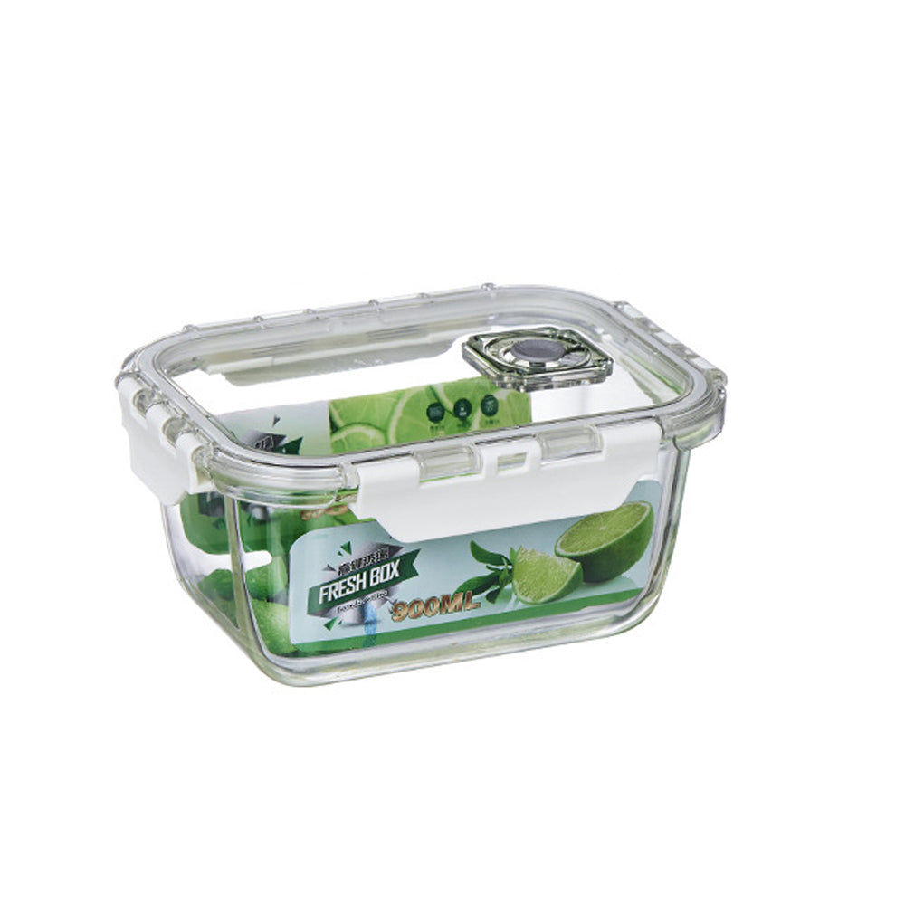 900ml Borosilicate Rectangle Glass Food Storage Container With Microwave, Freezer &amp; Dishwasher Safe NFH-77329