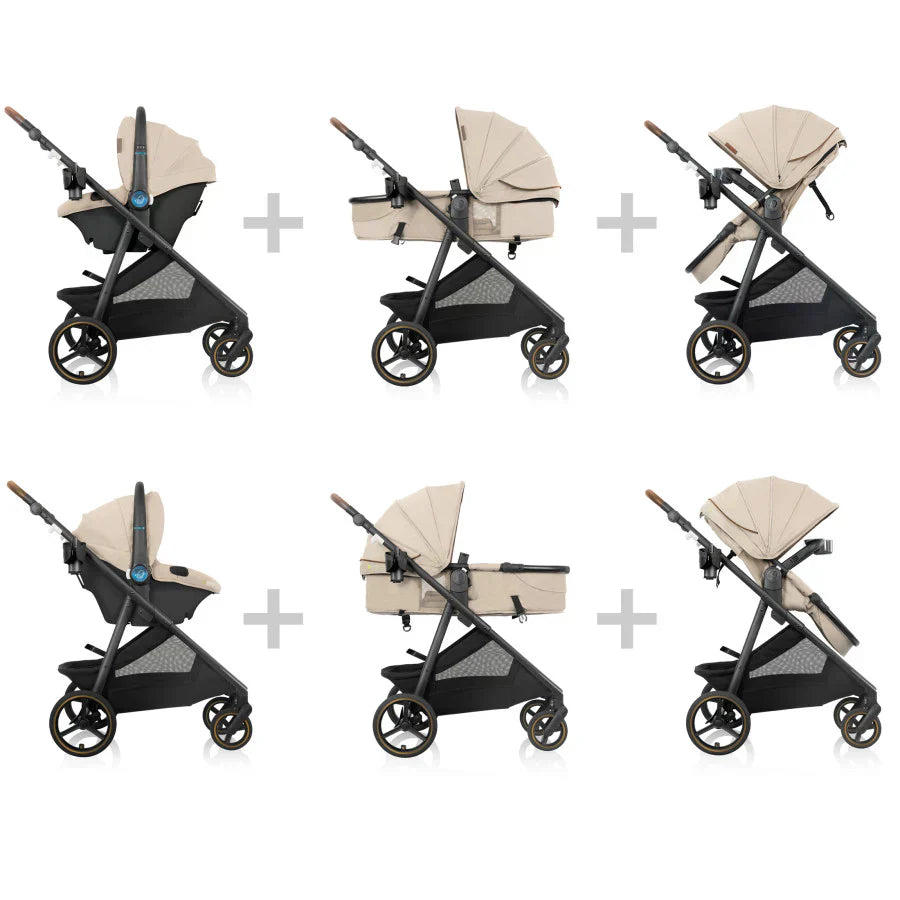 Evenflo® Shyft™ Intuiti+ Travel System with Revolve180™ LiteMax™ NXT &amp; SensorySoothe™ travertine