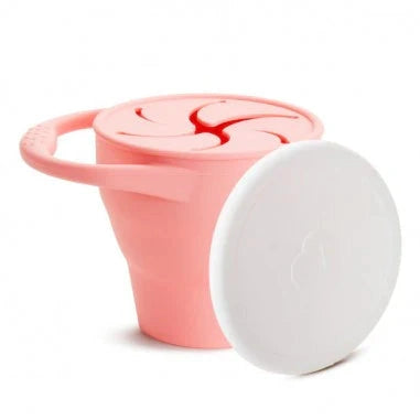Munchkin - C'est Silicone Collapsible Snack Catcher With Lid - Toddler Food Cup - Coral