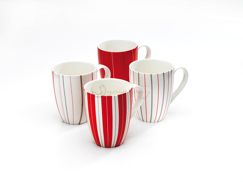 Symphony red suit stripe set of 4 - 30cl