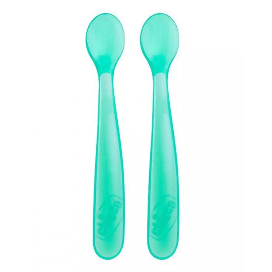 Chicco - Soft Silicone Spoon -(6m+) 2pcs - Boy {06828.51}