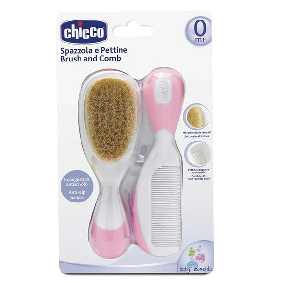 Chicco - Natural Brush&Comb - Pink&White - 66003