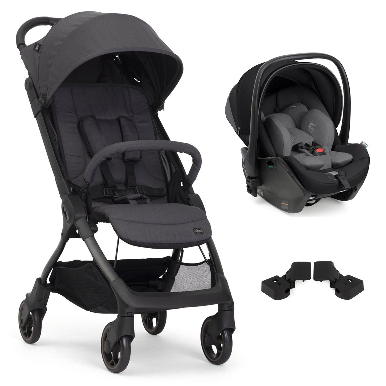 Chicco - We Stroller (Black) - First Seat Recline (Black) - Kory Full 360 i-size Base - Travel System