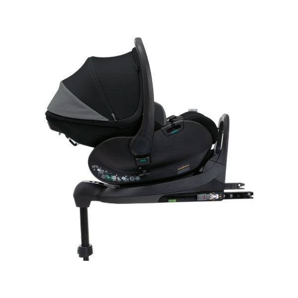Chicco - Seety Stroller - Seety Carrycot (Boston Grey) - First Seat Recline ( Black Satin) - Full 360 i-size Base - Travel System
