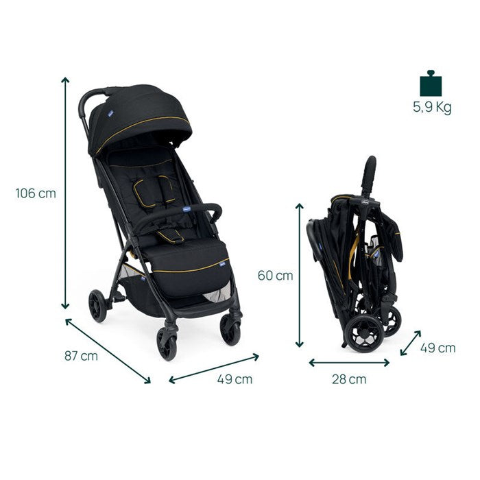 Chicco - Glee Stroller - Uneven Black - Travel Stroller