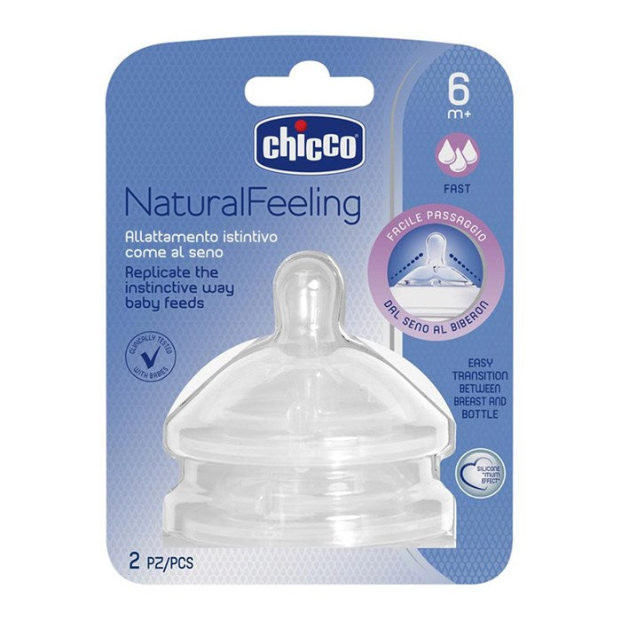 chicco D - Natural Feeding Teat 6m + Fast Flow - 2pcs