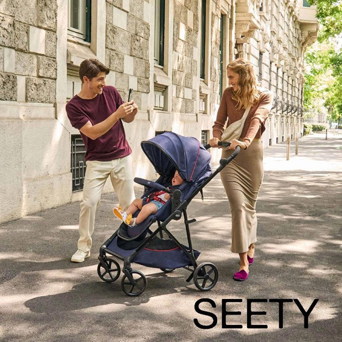 Chicco - Seety Stroller - Seety Carrycot (Boston Grey) - Kory (Black - Full 360 i-size Base - Travel System