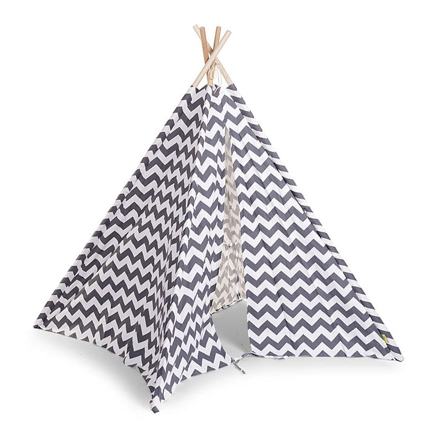 Childhome Tent Wood Grey Zigzag White Play Tent