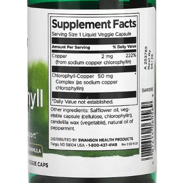 Swanson Chlorophyll 50 mg – 90 Liquid Veggie Capsules | Natural Detox & Energy Support