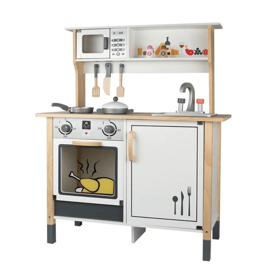 Classic Cute White Wooden Kitchen Toy