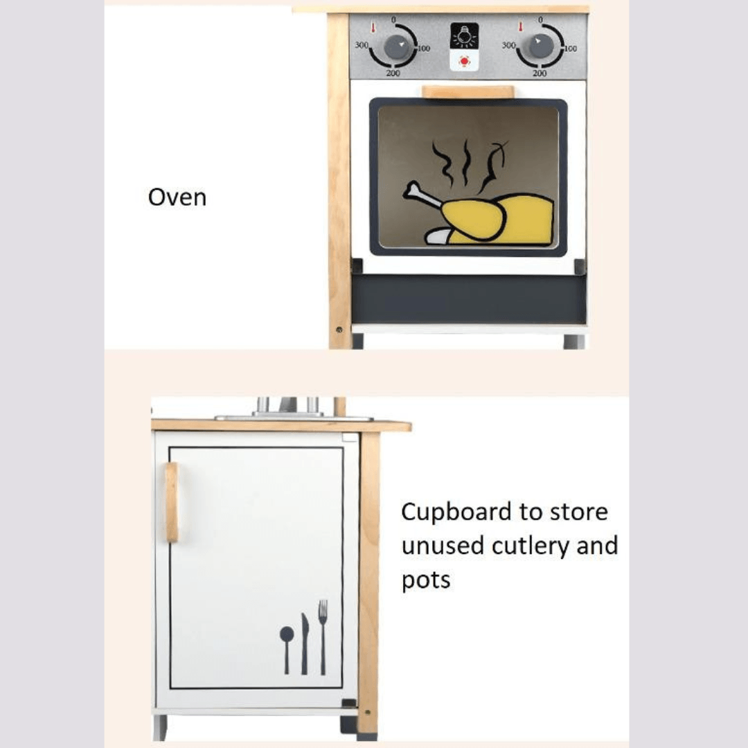 Classic Cute White Wooden Kitchen Toy