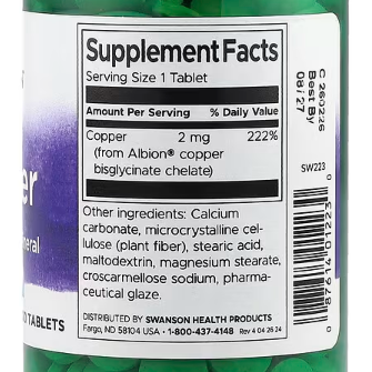 Swanson Albion® Copper – 2 mg, 300 Tablets