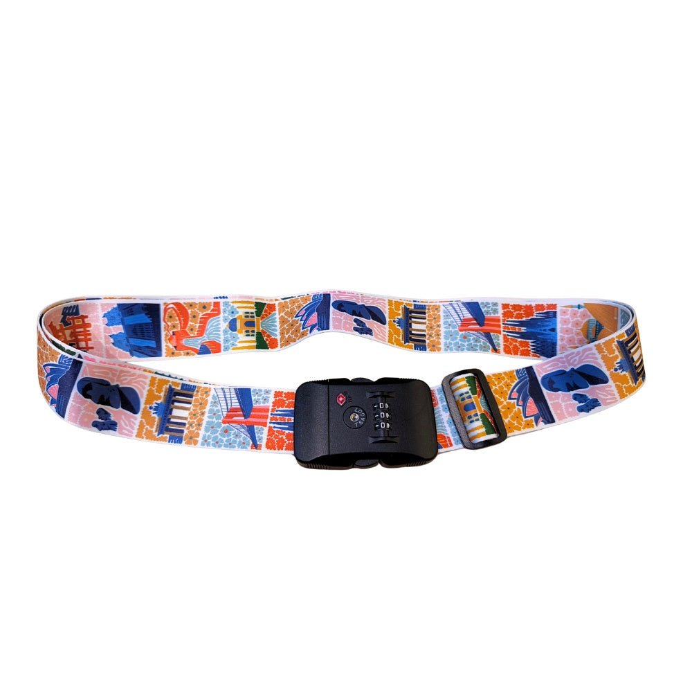 Coteci TSA Lock Luggage Strap with Tag - World Landmarks