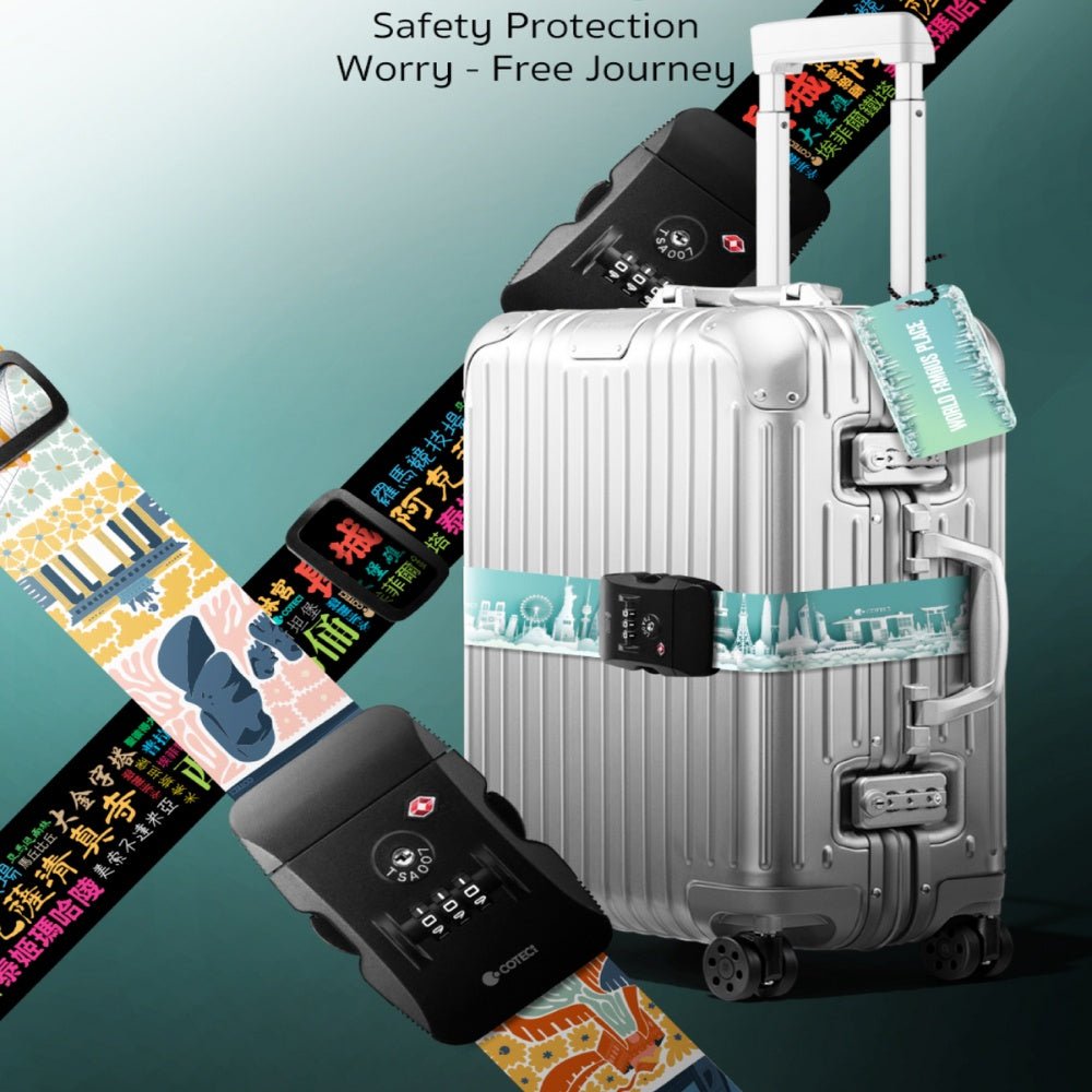 Coteci TSA Lock Luggage Strap with Tag - World Architecture