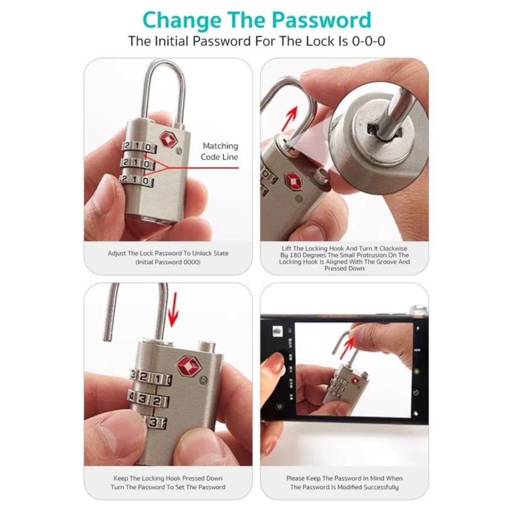 Coteci Zinc Alloy TSA Lock 3 Digit Combination Code Lock