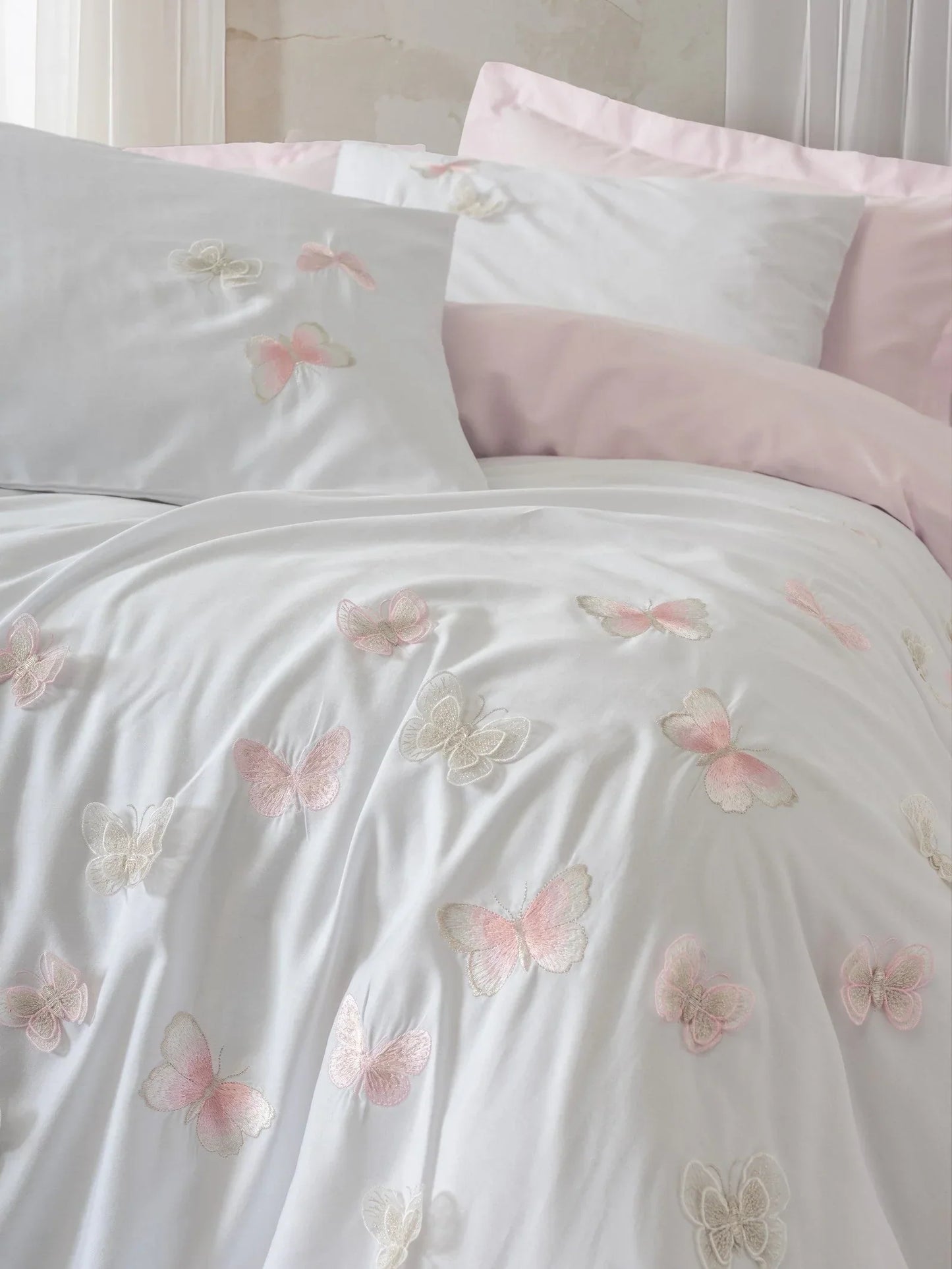 3D Embroidered Satin Double Duvet Cover Set Charming