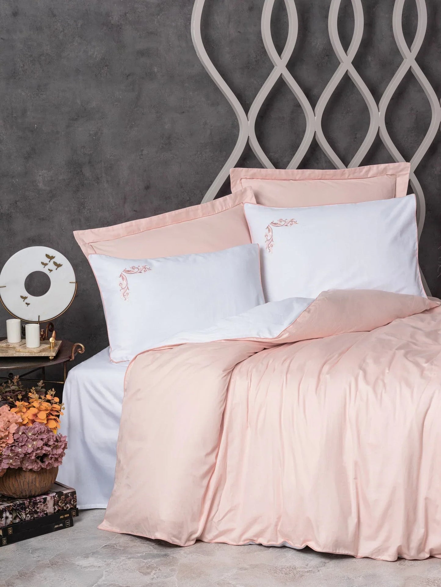 Elite Silk cotton Double Duvet Cover Set Melinda Pink