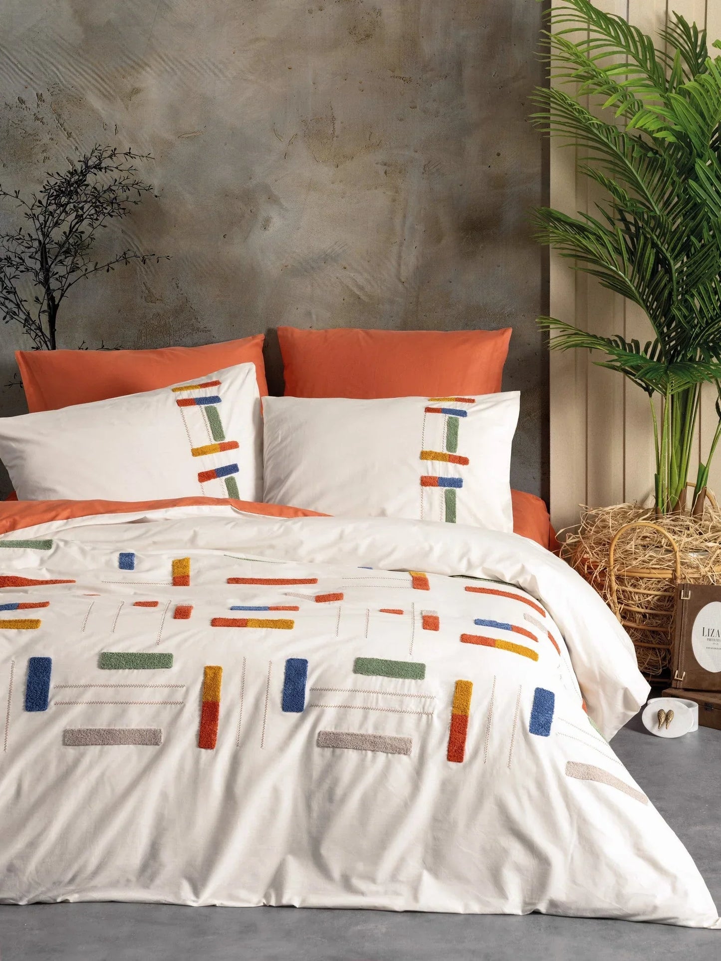 Embroidered  Double Duvet Cover Set Katy