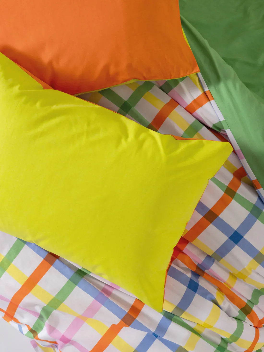 Popping Colors Double Fitted Sheet Duvet Cover Set reversable Hype Green