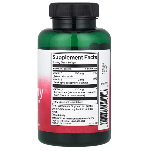 Swanson Cranberry Whole Fruit Concentrate – Super Strength | 60 Softgels