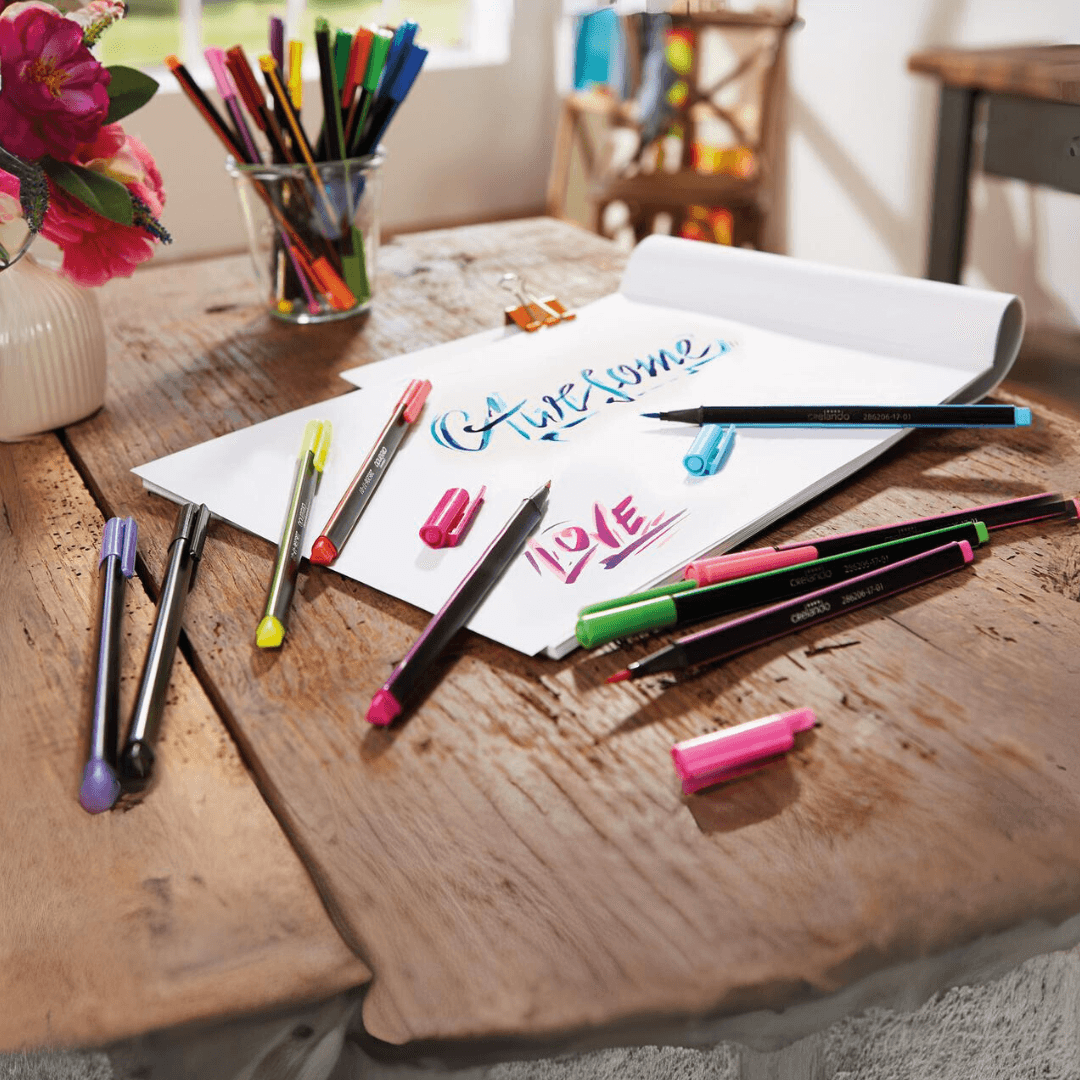 Crelando® Fineliner & Brushliner Set – 24 Brilliant Colors with High Opacity