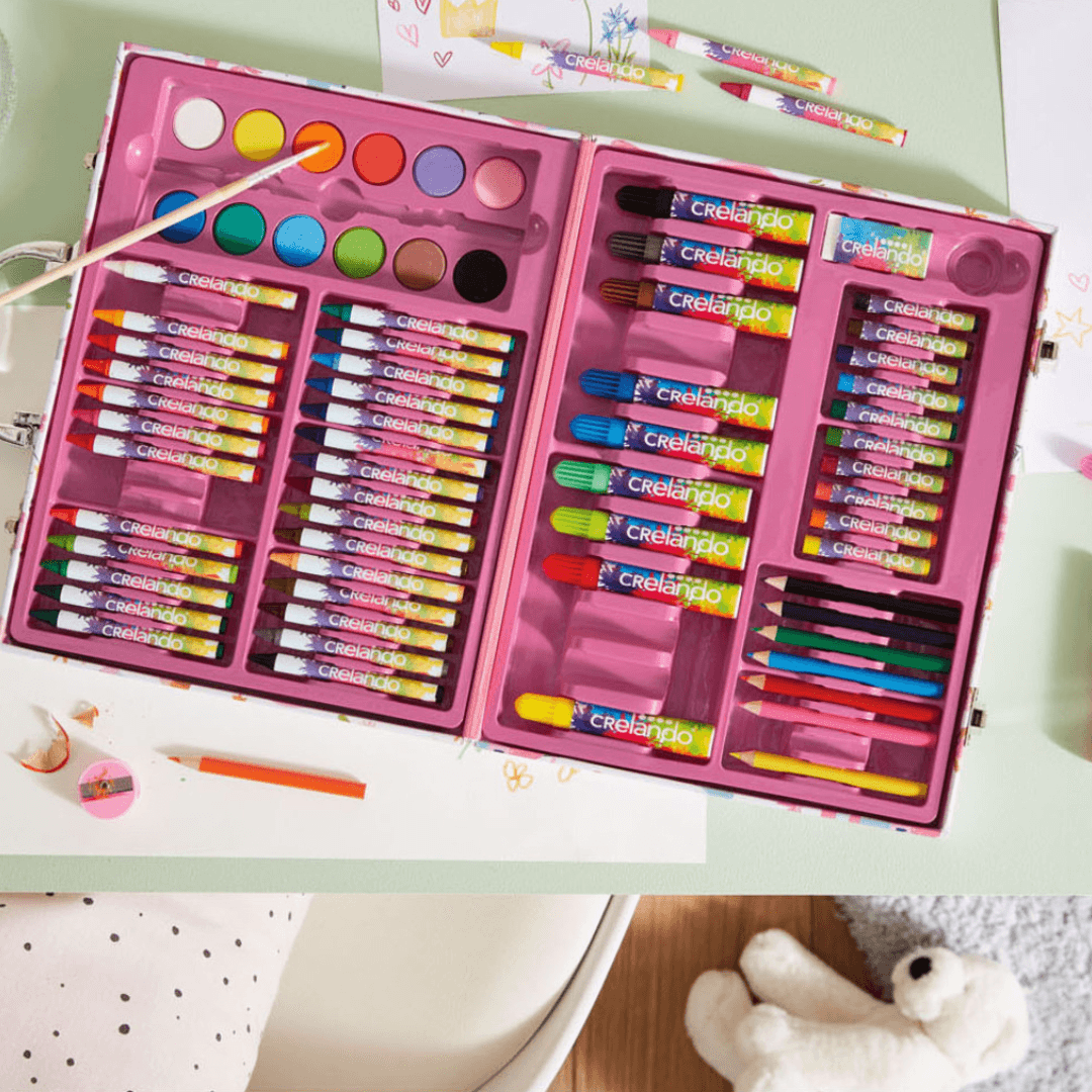 CRELANDO® Painting Suitcase for Children, With Accessories, 76 Elements