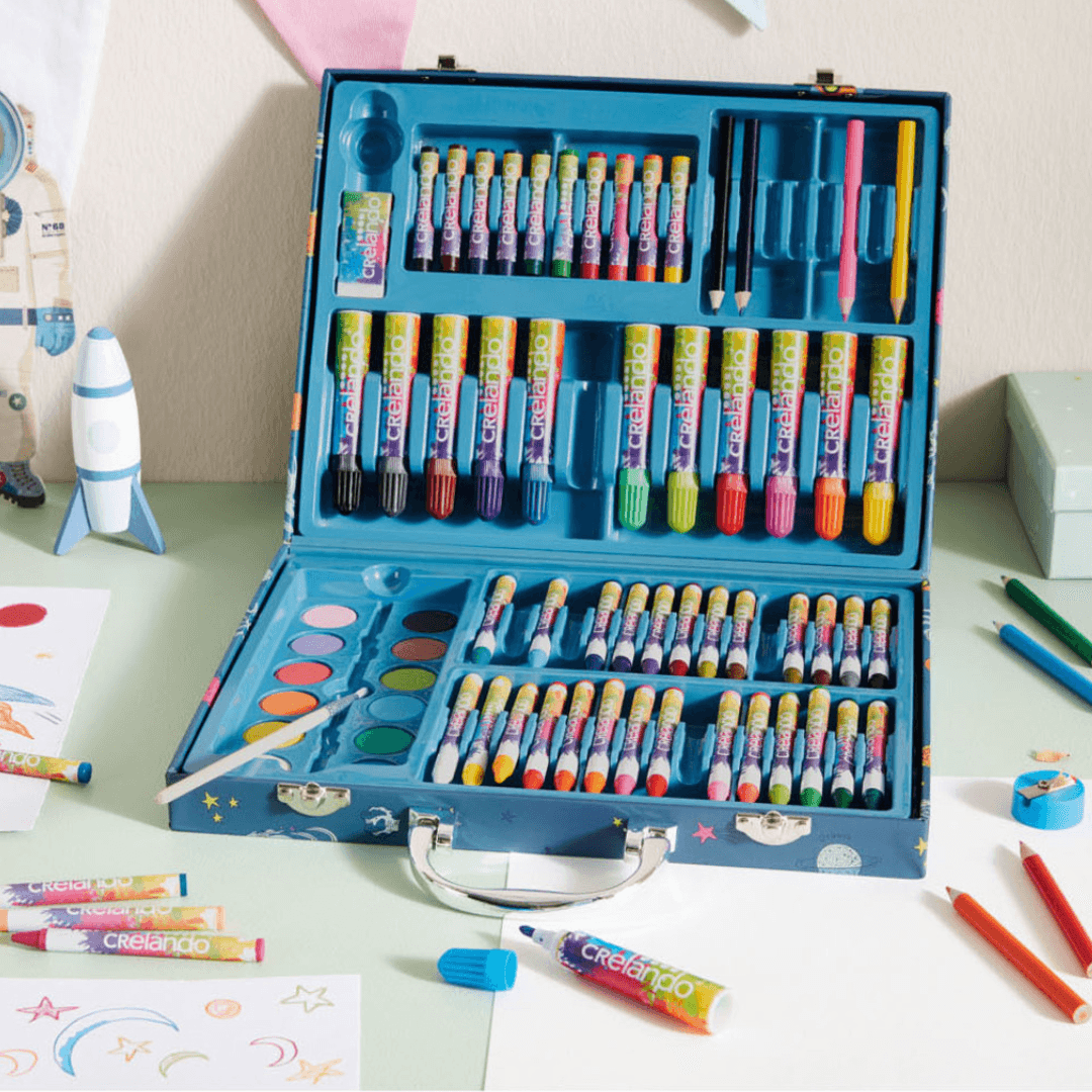 CRELANDO® Painting Suitcase for Children, With Accessories, 76 Elements