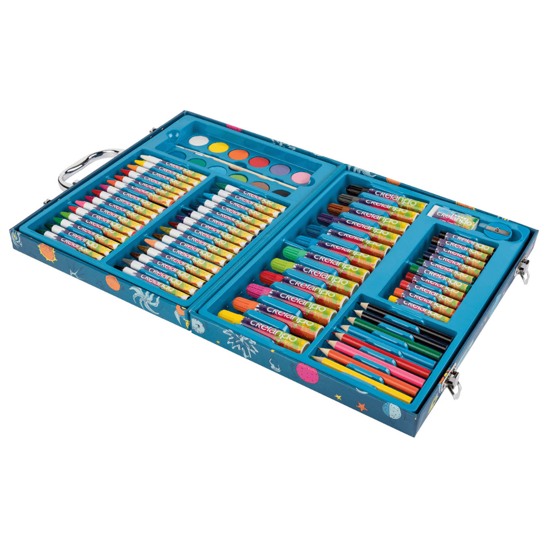 CRELANDO® Painting Suitcase for Children, With Accessories, 76 Elements