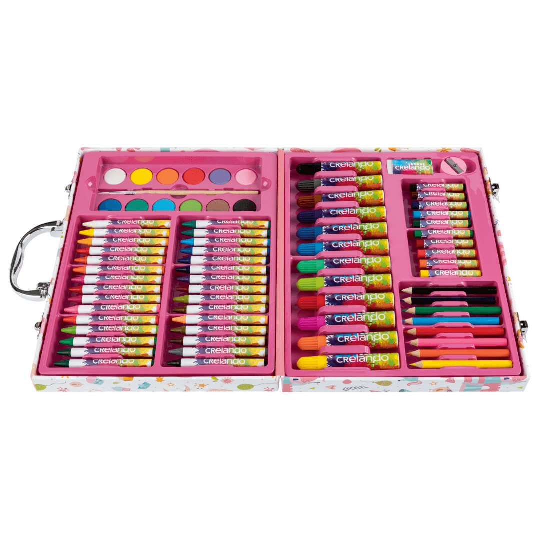 CRELANDO® Painting Suitcase for Children, With Accessories, 76 Elements