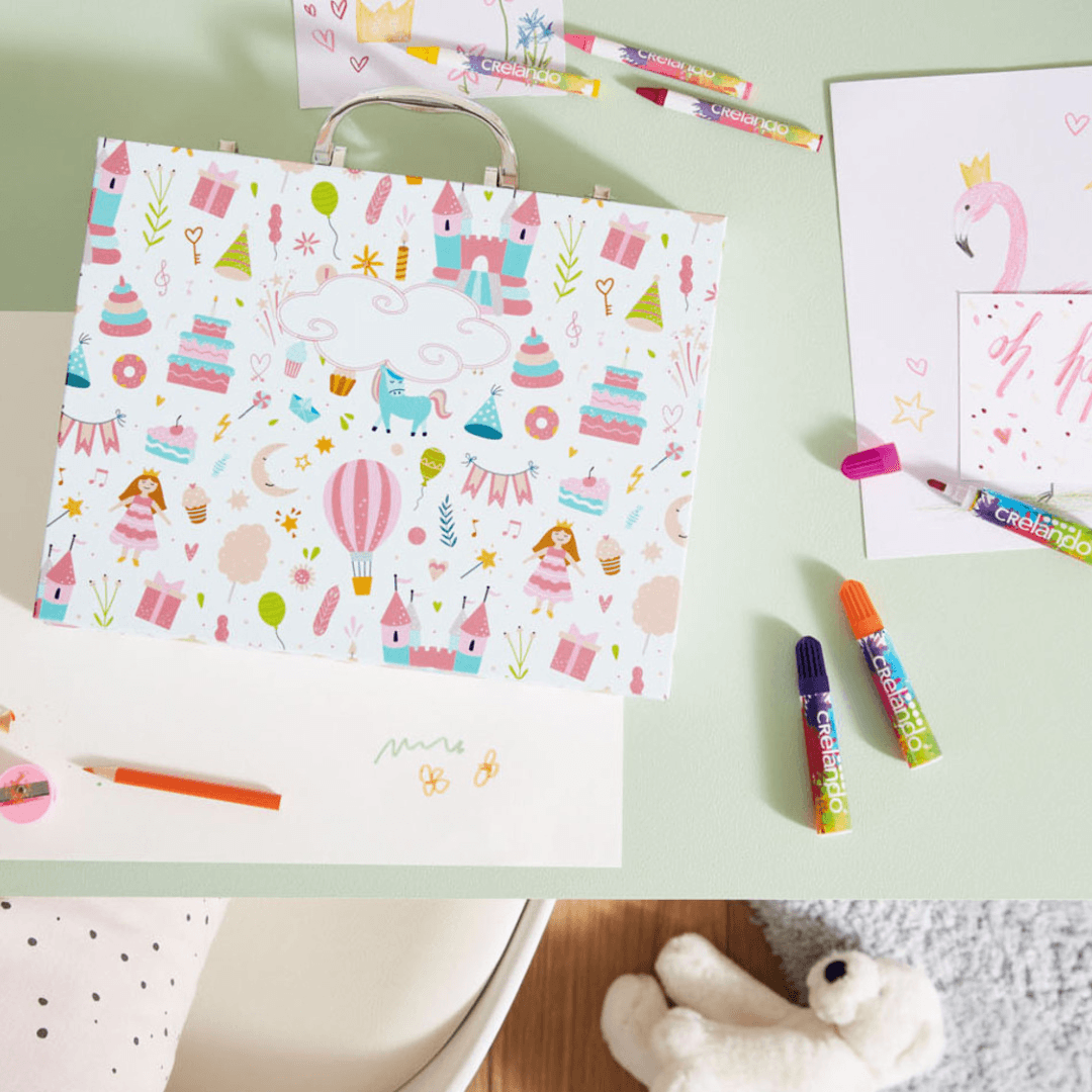 CRELANDO® Painting Suitcase for Children, With Accessories, 76 Elements