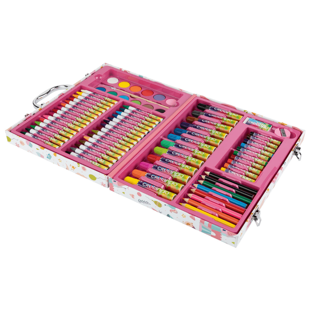 CRELANDO® Painting Suitcase for Children, With Accessories, 76 Elements