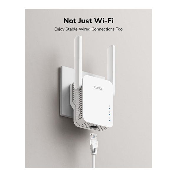 Cudy RE1500 AX1500 WiFi 6 Range Extender Dual Band 2.4G 5G Wireless Booster with Mesh Support WPS Button 10/100Mbps Ethernet Port Works with Any Router