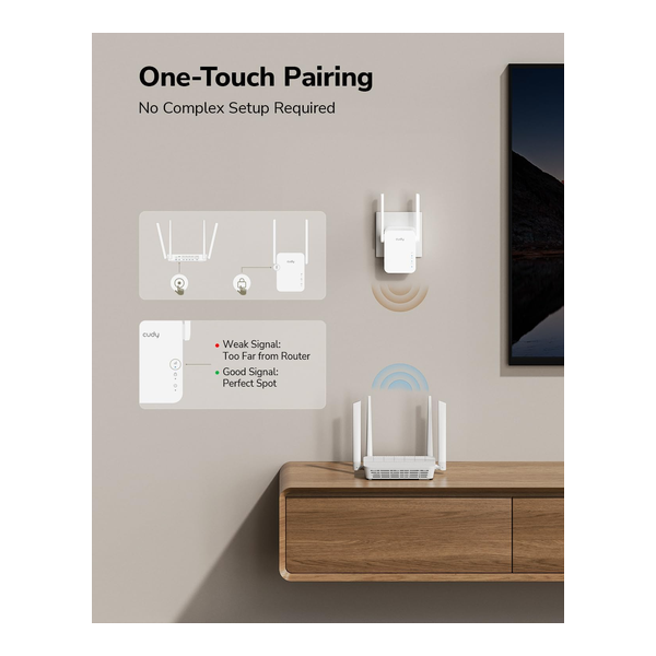 Cudy RE1500 AX1500 WiFi 6 Range Extender Dual Band 2.4G 5G Wireless Booster with Mesh Support WPS Button 10/100Mbps Ethernet Port Works with Any Router