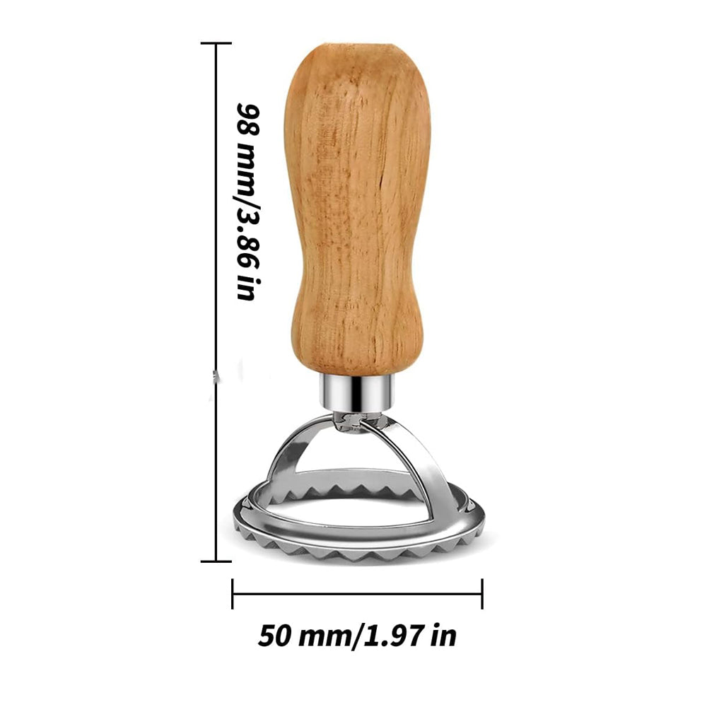 Stainless Steel Cookie & Biscuit Mold with Wooden Handle ( Round )