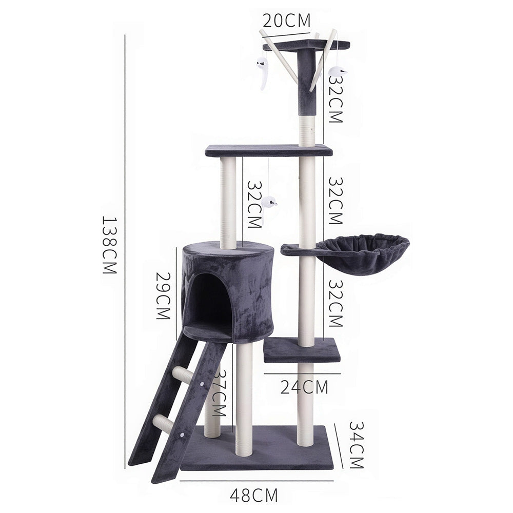 Cat Scratching Post 143 cm – Multi-Level Cat Tree with Bed & Ladder