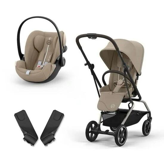 Cybex - Eezy S Twist 2 Stroller - Cloud G Car Seat - (Base G & Adapters Are Optional ) - Almond  Beige - Travel System