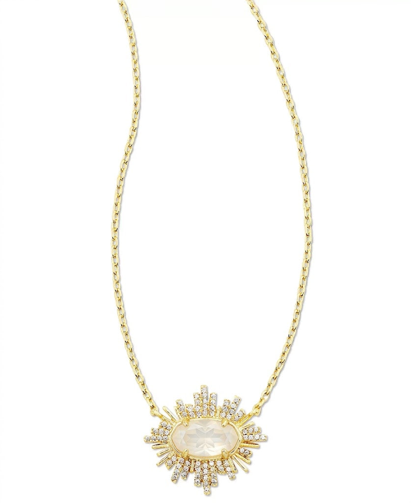 Kendra Scott Women's Off White Gold Tone Crystal Sunburst Frame 19" Adjustable Pendant Necklace | Kendra Scott In Lebanon