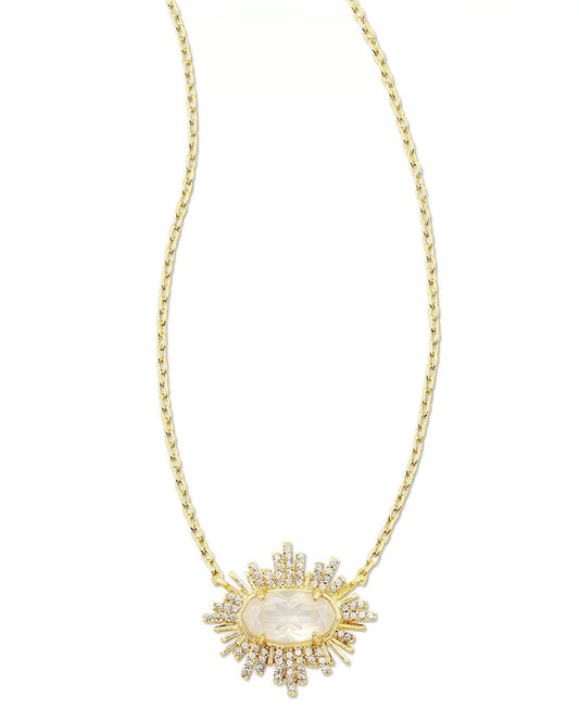 Kendra Scott Women's Off White Gold Tone Crystal Sunburst Frame 19" Adjustable Pendant Necklace | Kendra Scott In Lebanon