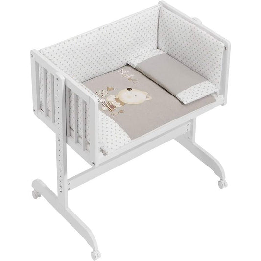 White Beech Co-Sleeping Baby Crib with Bedding